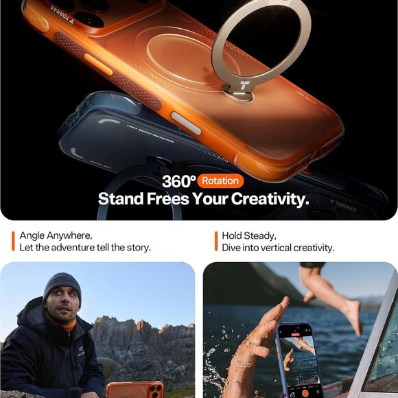 iPhone 17 Pro Max Case Ostand Q3 Air 360 Magnetic Stand MagSafe Shockproof-Blue - Picture 7 of 11